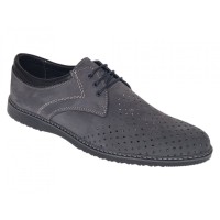 Pantofi barbati perforati din piele naturala - Sport Casual Gri 128GRI